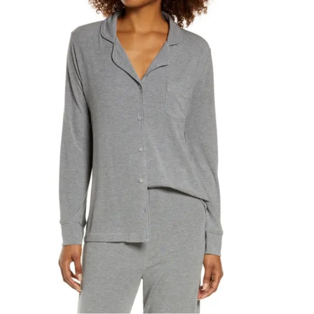 NWT Skims Rib Long Sleeve Button Up Pajama Top